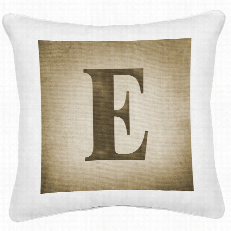 Contemporary Monogram E Whit Canvas Devorative Pillow