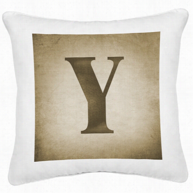 Contemporar Ymnogram Y 18-inch Square Hite Canvas Decorative Pillow