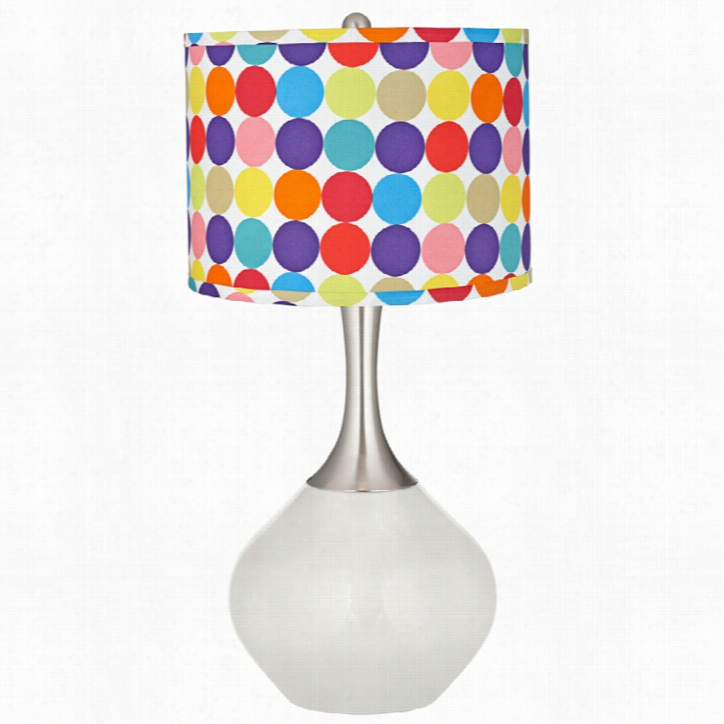 Contemporary Multi-color Circles Shade Winter  White Spencer Tabble Lamp