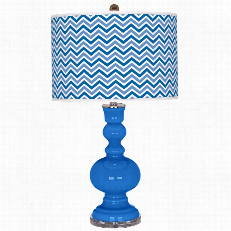 Contemporary Contracted  Zig Zag Apothecary Royal Blue Glass Table Lamp