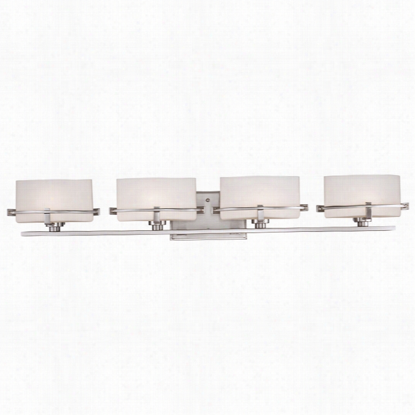 Contemporary Nolan Brushed Nickel Quoizel Four Light Bath Fixturre