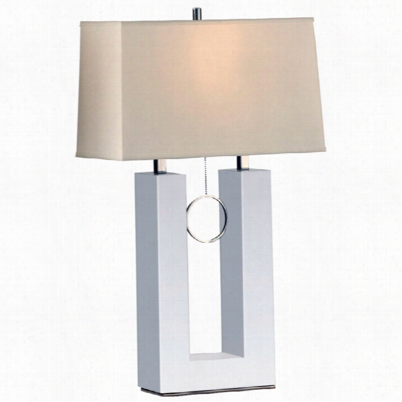 Contemporary Nova Earring Leaning White Wood And Chrome Table Lamp