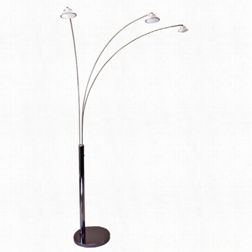 Contemporary Nova Saucer Nickel 84 1/2-inch-h Led Arc Floor Lamp