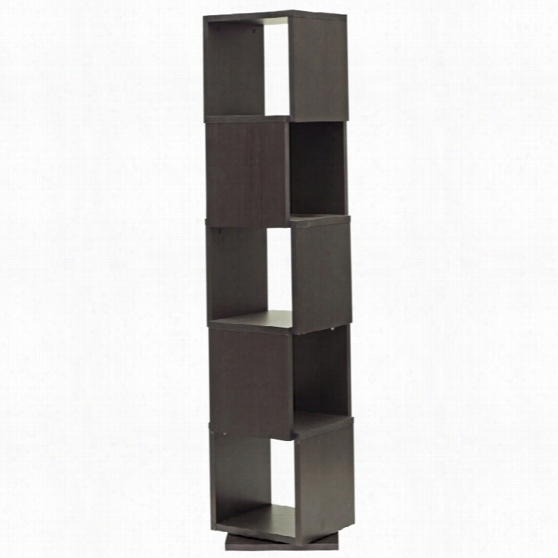 Contemporary Ogden Modern Darj Brown 5-level Rotating Bookshelf