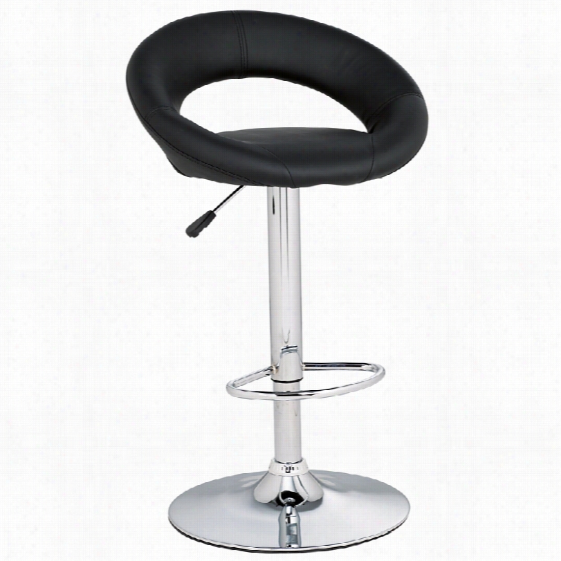 Contemporary Orbit Chrome With Black Faux Leather Counter Or Obstacle Stool