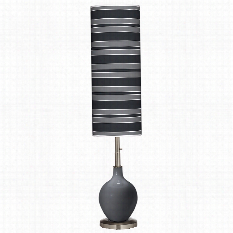 Contemporary Ovo B1ack Of Night With Bold Strkpe Shade Floor Lamp