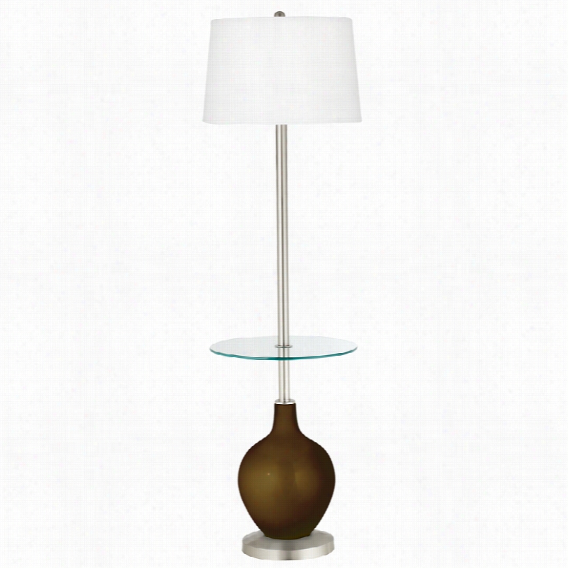 Contemporary Ovo Bronze Metallic Tray Table Floor Lamp