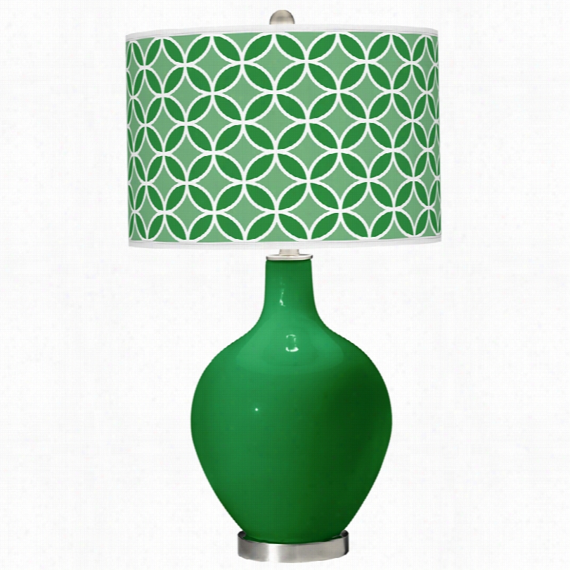 Contemporary Ovo Envy Green Circle Rings Color Plus Table Lamp