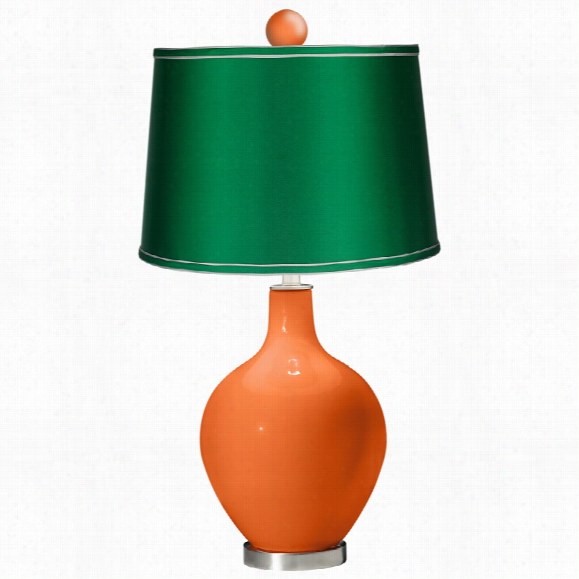 Contempoarry Ovo Invigorate Atin Emeeald Shade Color Plus Table Lamp