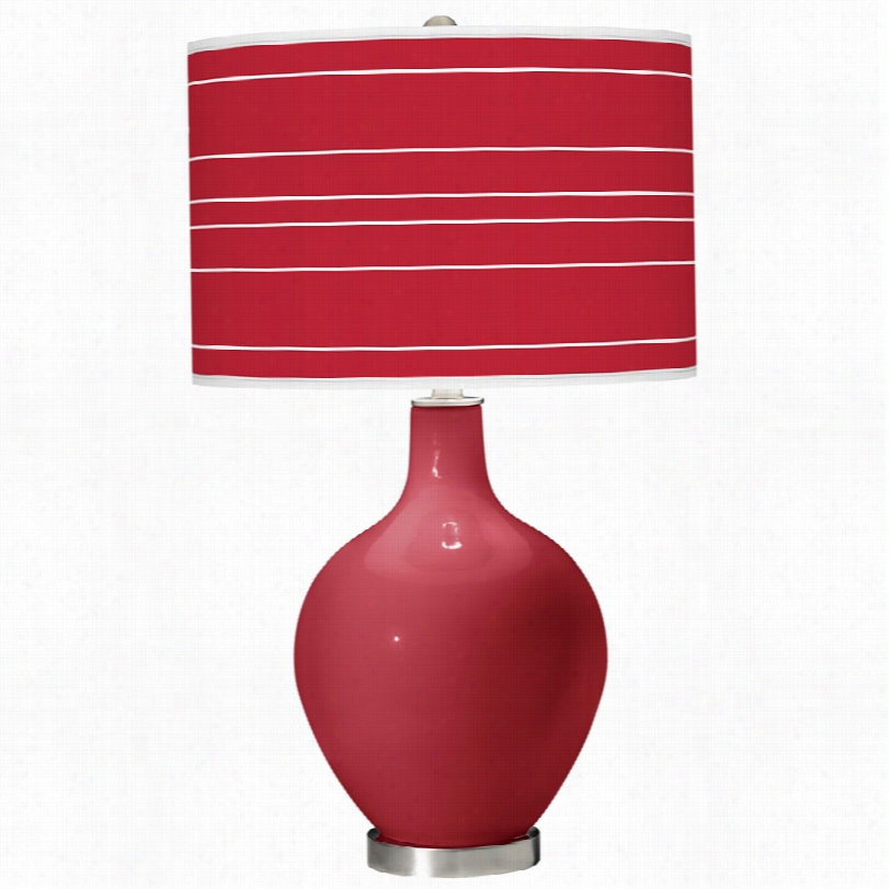 Contempkrary Ovo Samba Red With Bol D Stripe Shade Color Plus Table Lamp