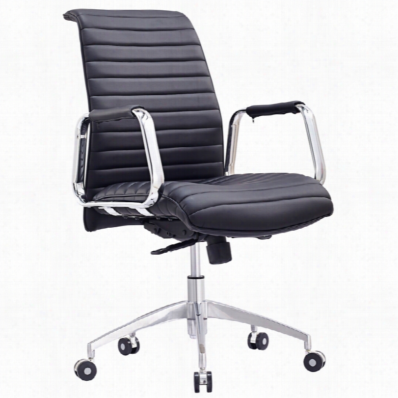 Cnotemporary Oxford L Ow Baack Black Faux Leather Adjustable Office Chair