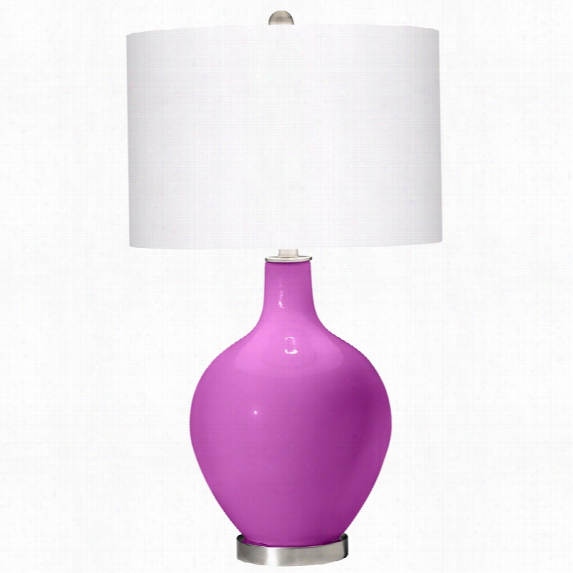 Contemporary Peont Purple And Brudhed Steel  Ovvo 28 1/2-inch-h Table Lamp
