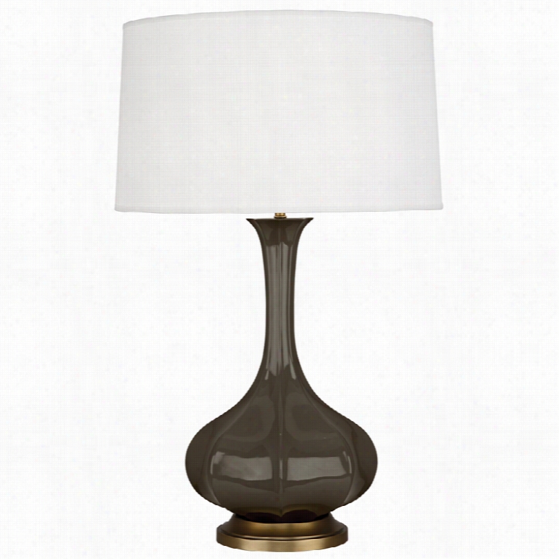 Contemporary Ike Brown Tea Ceramic And Brass 32-in Ch-h Table Lamp