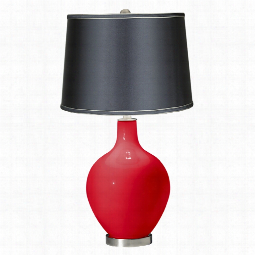 Contemporary  Poppy Red With Dark Gray Shad E Color Plus Ovo Tble Lamp