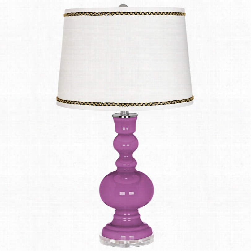 Contemporary Radiant Orchid Apothecary Tsble Lamp With Ric-rac Trim