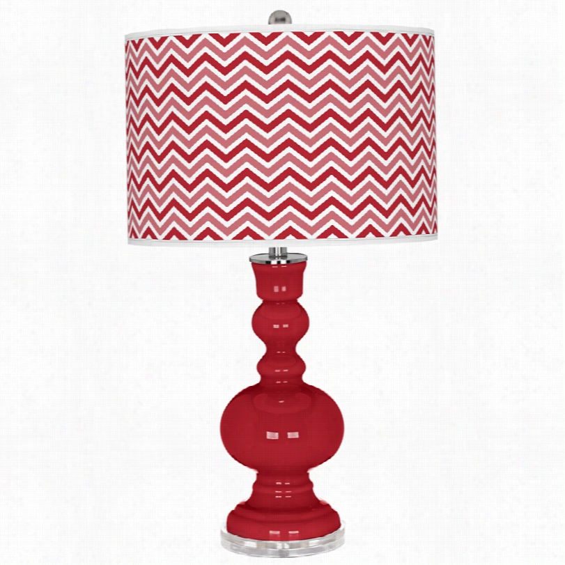 Contemporary Ribbo Re D Narrow Zig Zag Art Shade Color More  Table Lamp