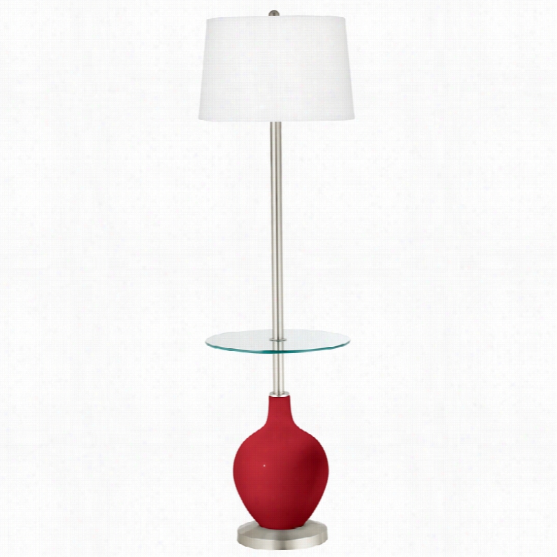 Contemporrary Ribbln Red Tray Table 59-inch-h Ovo  Floor Lamp