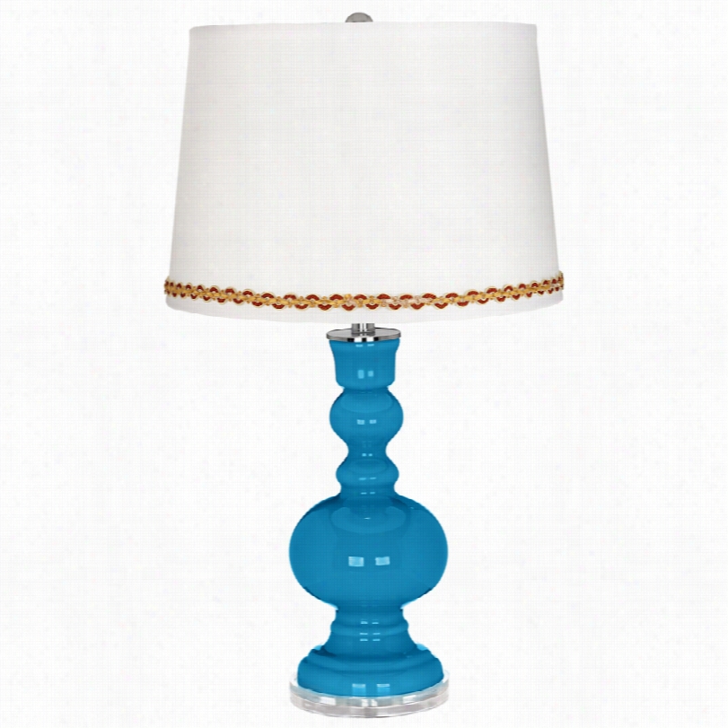 Contemporary River Blue Apotheary Table Lamp With Serentine Trim