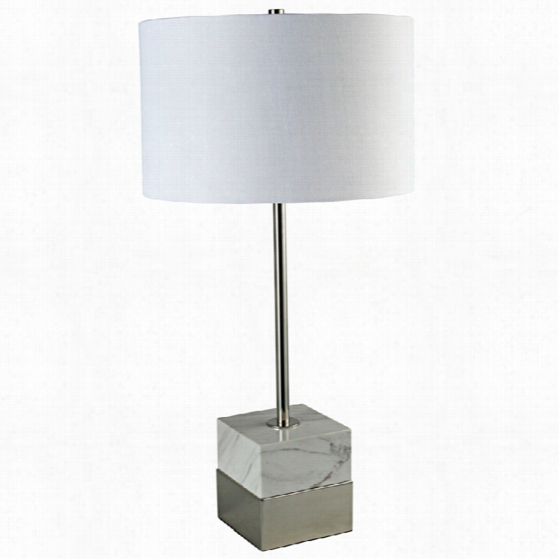 Contemporaary Rockpor Ttall Marble And Polished Nickel Square Table Lamp