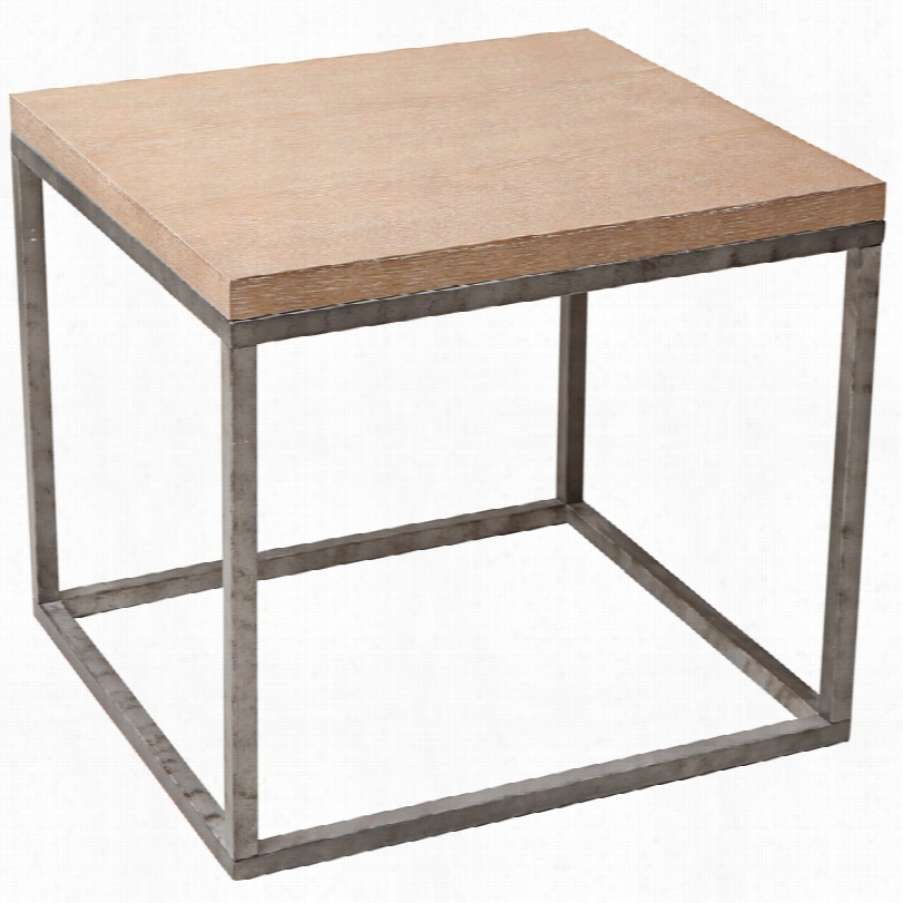 Contemmporayr Sahara Modern Antiique Whitewash And Iron End Table