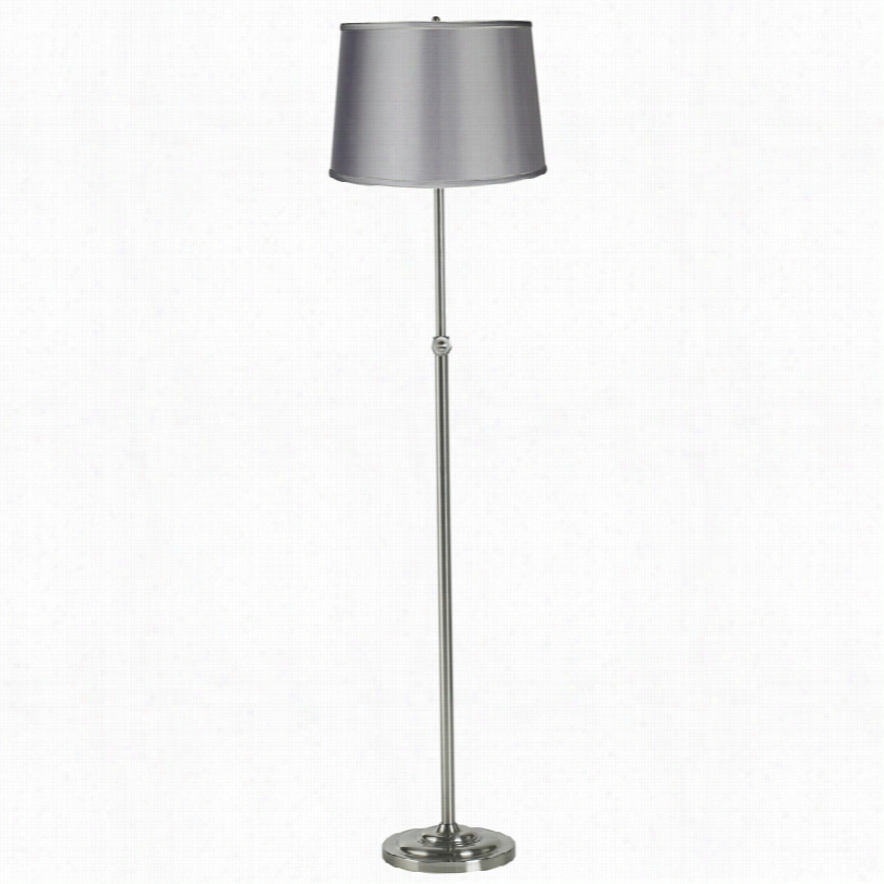 Contemporary Satin Light Gray Drum Shadee Adjustable Floor Lamp