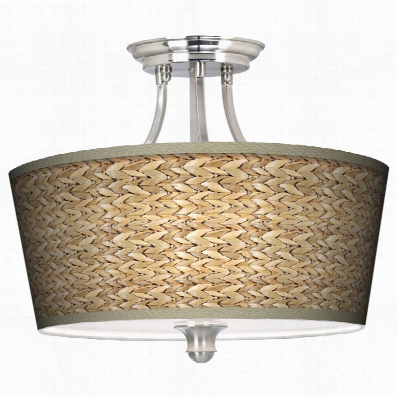 Contemporary Seagrass Practical Knowledge Shade 18-inch-w Ce Iling Light