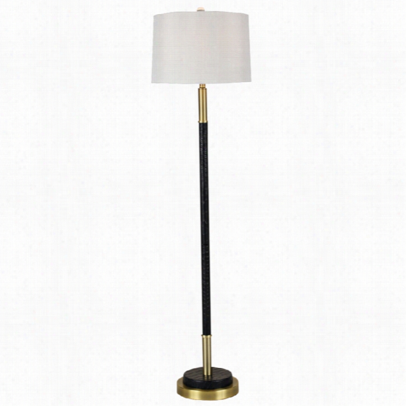 Contemporary Simplicity Assurance And Blacck Faux Leather Modern Floor Lamp