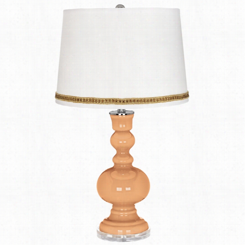 Contemporary Soft Apricot Apothecary 30-inch-h Table Lamp With Braid Trim