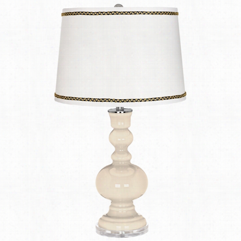 Contsmporary Stsamed Milk Apothecary Table Lamp Wit H Ric-rac T Rim