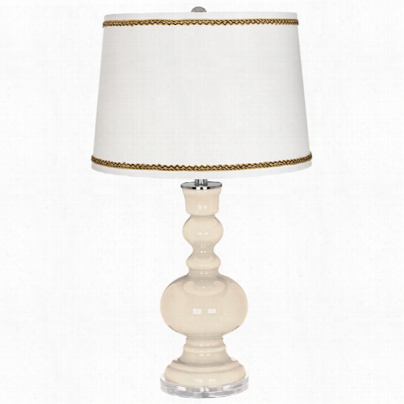 Contemporary Steamed Milk Apothecary Table Lamp Upon Twist Scroll Trim