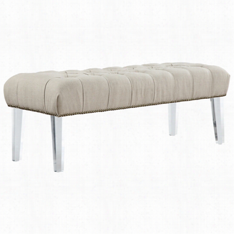 Contemporary Stella Beige Linen Upholstery Luc Ite Bench