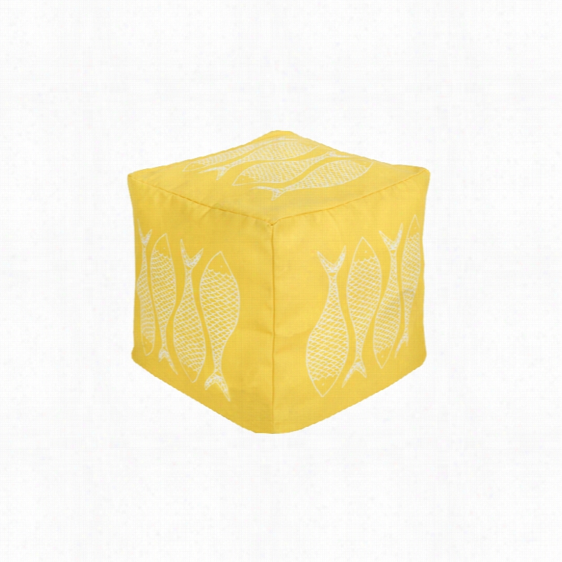 Contemporary Surya Fish Snapdragon Yellow 20--in Ch Square Pouf Ottoman