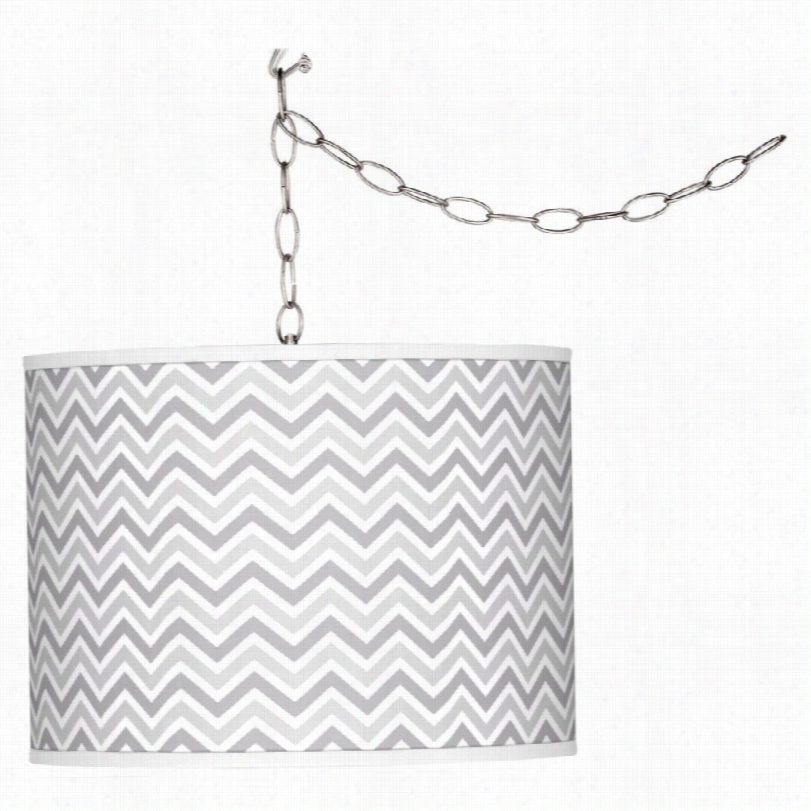 Contemporary Swanky Gray Zig Zag 13 1/2-inch-w Plug-in  Swag Pendant