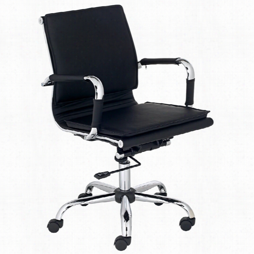 Contemporary Tanner Chrome With Black 37-inc-h Lowback Desk  Chair