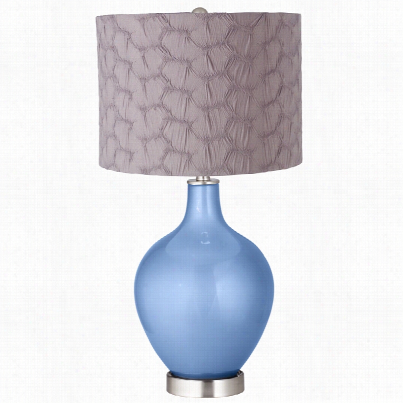 Contemporary Tempest Metallic Gray Pleated Drum Shade Ovo Table Lamp