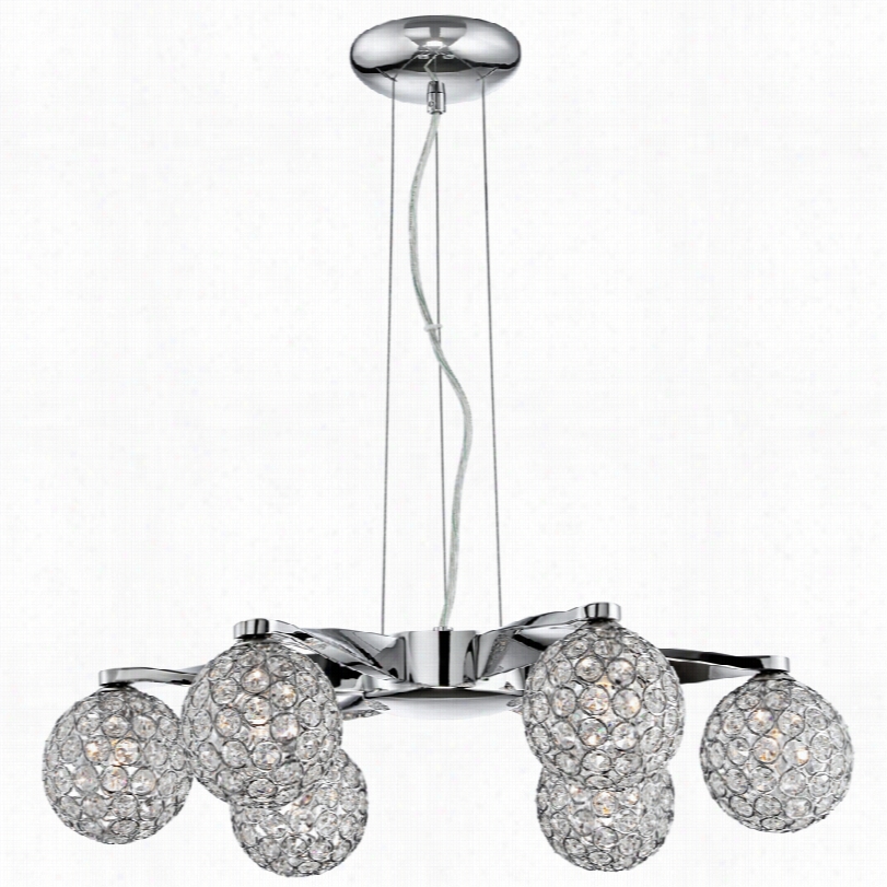 Contemporary Tiara Crystal Sphre Chrome 22-inch-w 6-light Chandelier