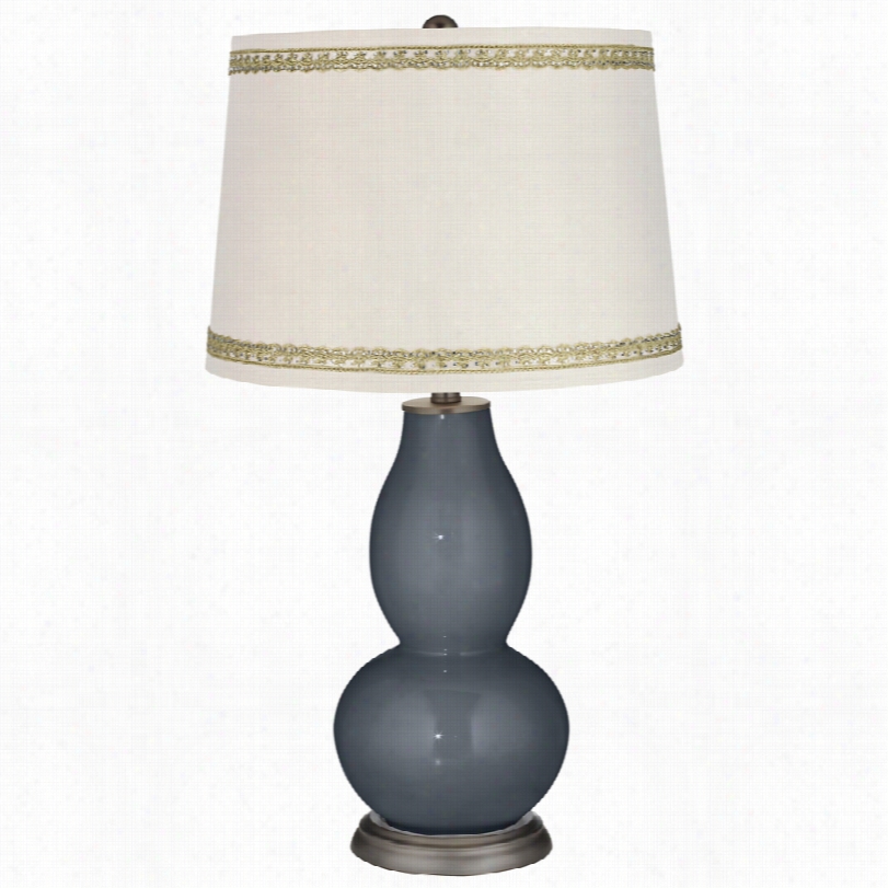 Contemporary Urbulence Double Gourd  Table Lamp With Rhinestone Lace Trim