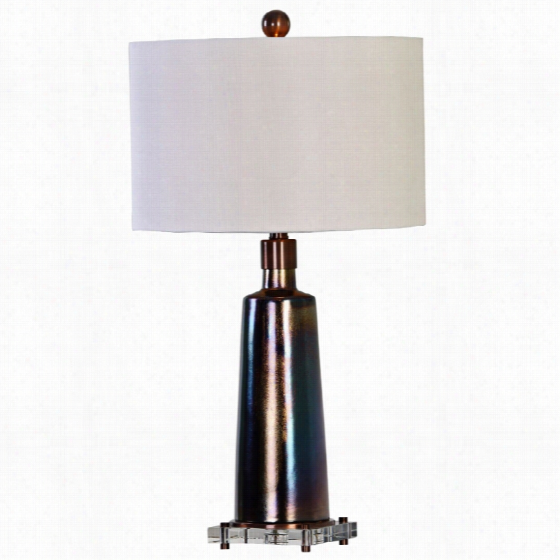 Contemporary Uttermost Raciti Iriescent Dark Bronze Ceramic Table Lamp