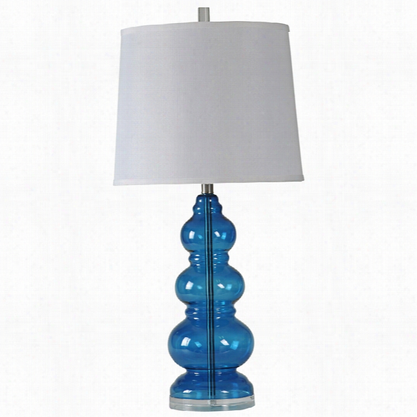 Contemporary Vass Modern Cobalt Blue Seeded Glass 34-inch-h Table Lamp