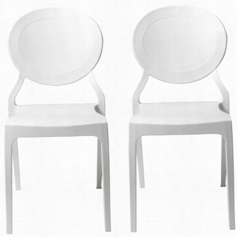 Contempoary Vasska White Modled Plastic Side Chair Set Of 2