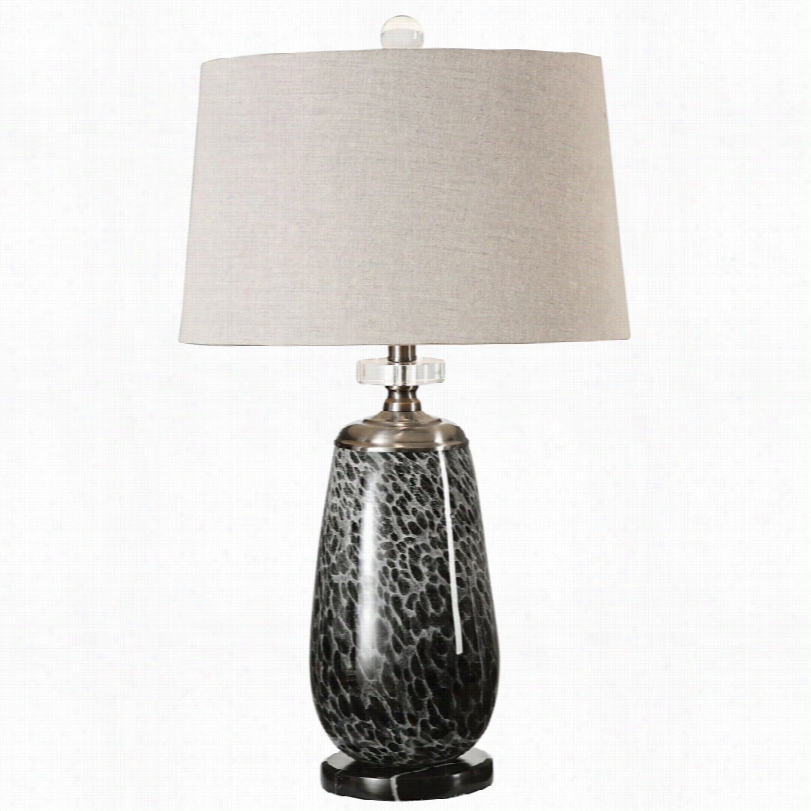 Contemporary Vergato Mott Led Charcoal Glass Uttermots Table  Llamp
