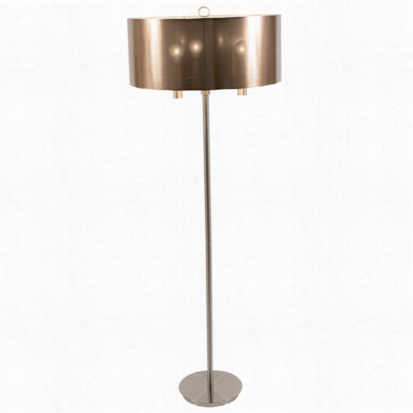 Contemporary Walker Nickel With Copper Shade Floor Lamp