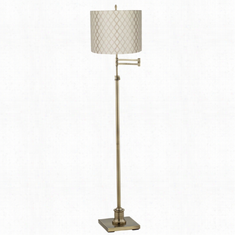 Contemporary Westbury White With Embroidered Hourglass Floor Lamp