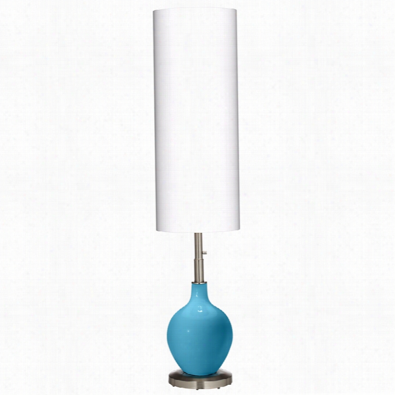 Contemporary White Linen Shade With Jamaica Bay Glass Ovo Flooor Lamp