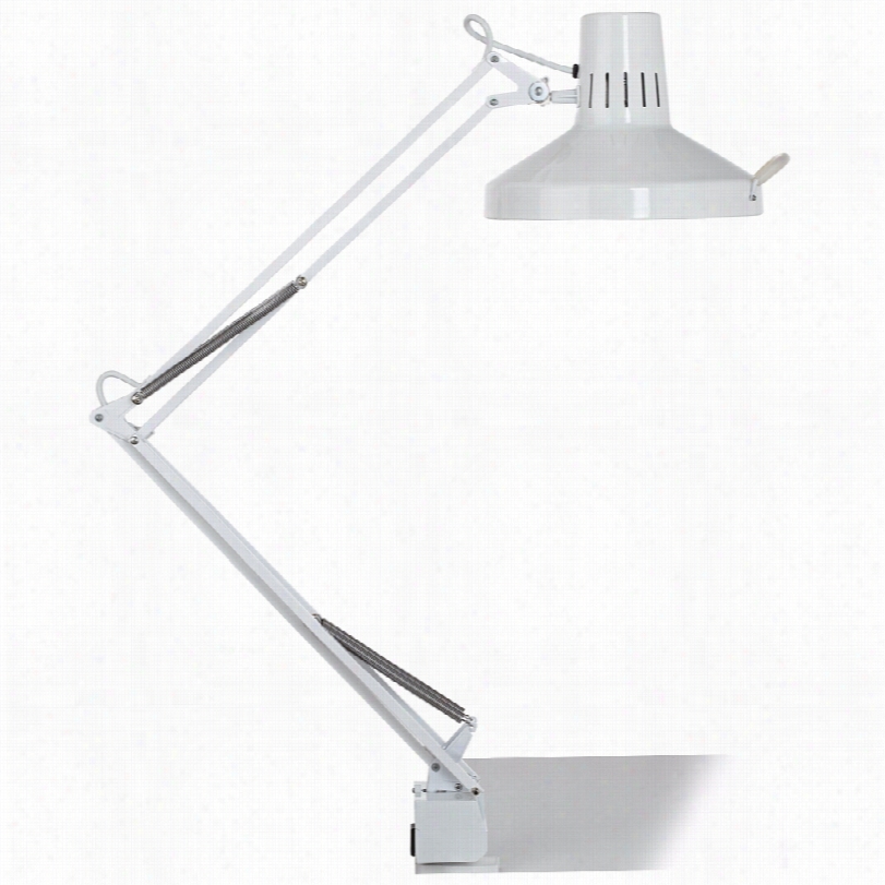 Contemporarywhite Metal Adjustable Clamp-on Desk Lapm