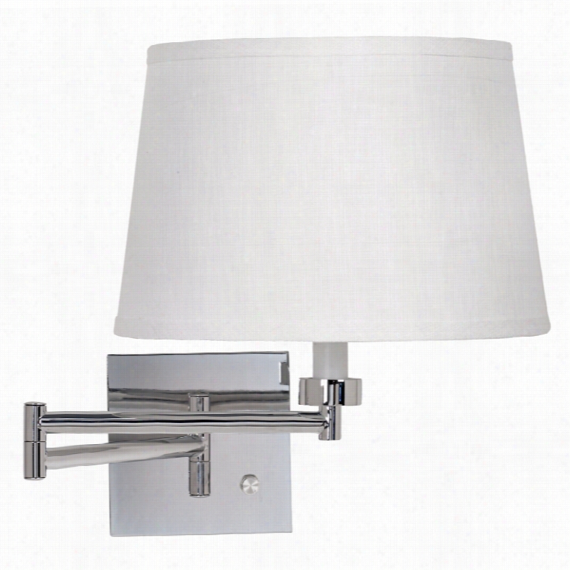 Con Temporarry White Shade With Chrome Swing Arm Wall Lamp