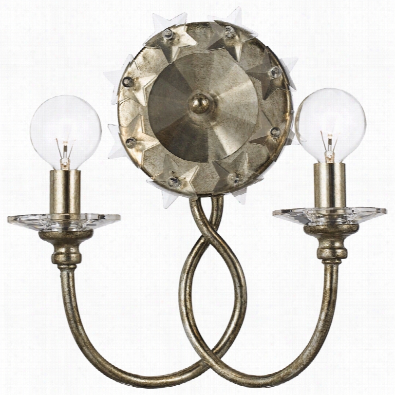 Contemporary Willow Silver Attending Crystal Two-lgiht Crystorama Wall Sconce