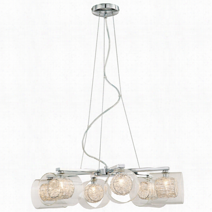 Contemporary Wire And Glass Cylinder Possini Euro  Design Chandelier