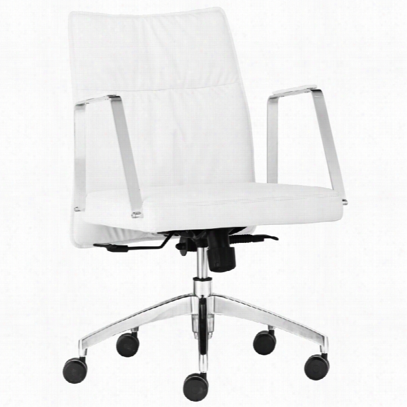 Cont Emporary Zuo Dean Hwite Adjustable Ehight Low Back Office Chair