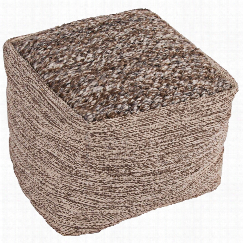 Rustic Lodge Jaipur Scandinavia Dark Taupe Wool 16-inch Cube Pouf Ototkan